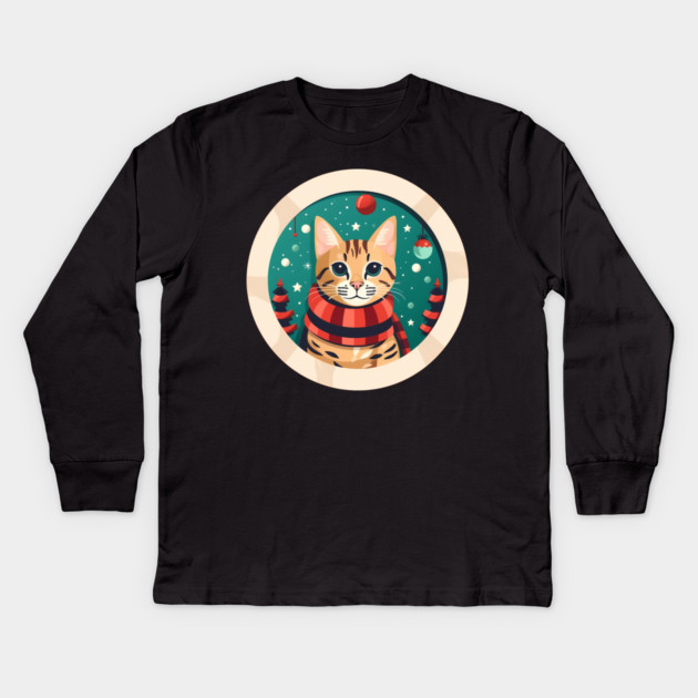 Bengal Cat Xmas, Love Cats Kids Long Sleeve T-Shirt by logiamerch