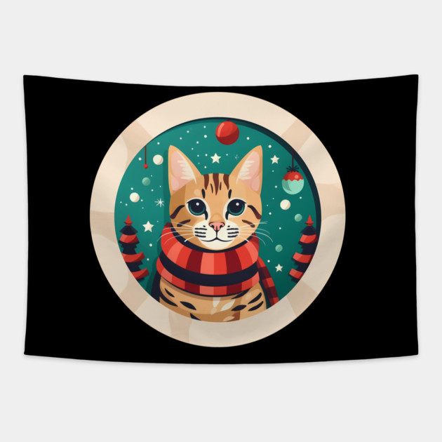 Bengal Cat Xmas, Love Cats Tapestry by logiamerch
