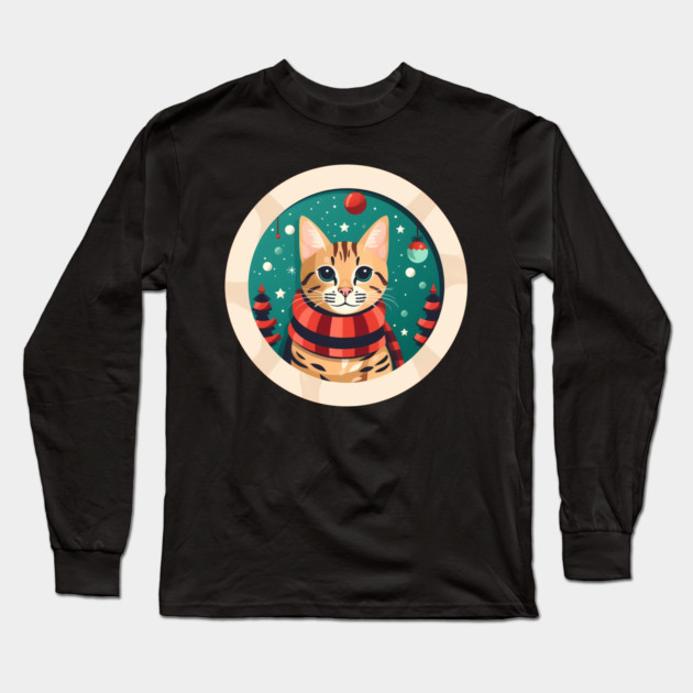 Bengal Cat Xmas, Love Cats Long Sleeve T-Shirt by logiamerch