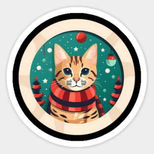 Bengal Cat Xmas, Love Cats Sticker