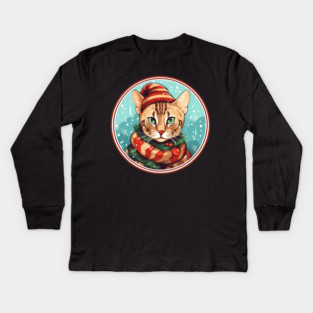 Bengal Cat Xmas, Love Cats Kids Long Sleeve T-Shirt