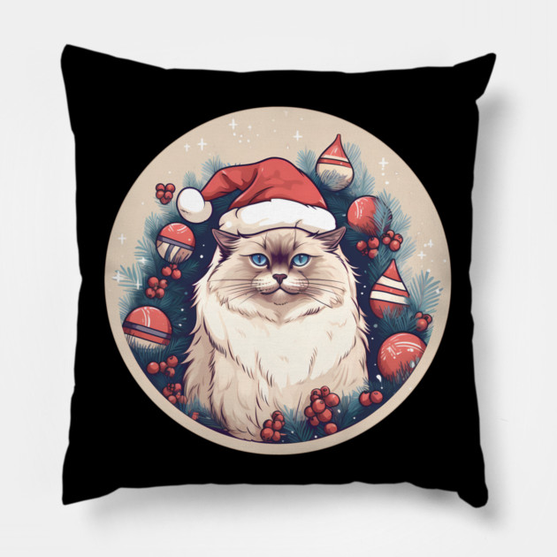 Birman Cat Xmas, Love Cats Pillow by logiamerch