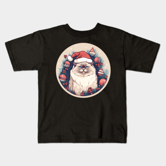 Birman Cat Xmas, Love Cats Kids T-Shirt by logiamerch