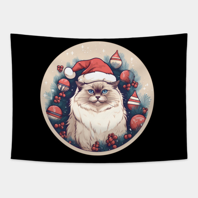 Birman Cat Xmas, Love Cats Tapestry by logiamerch