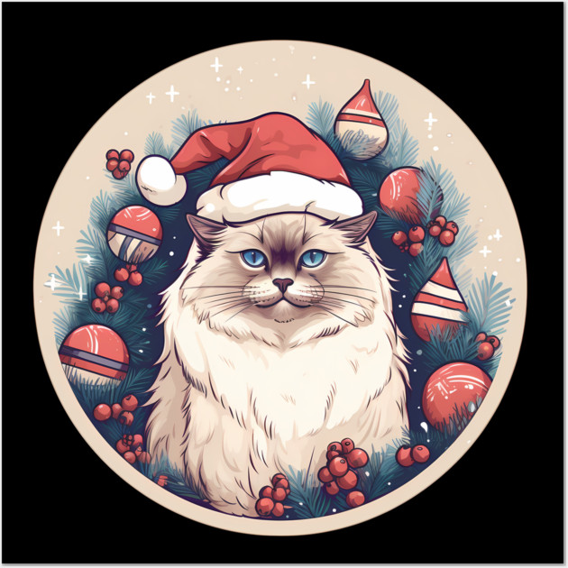Birman Cat Xmas, Love Cats Wall Art by logiamerch