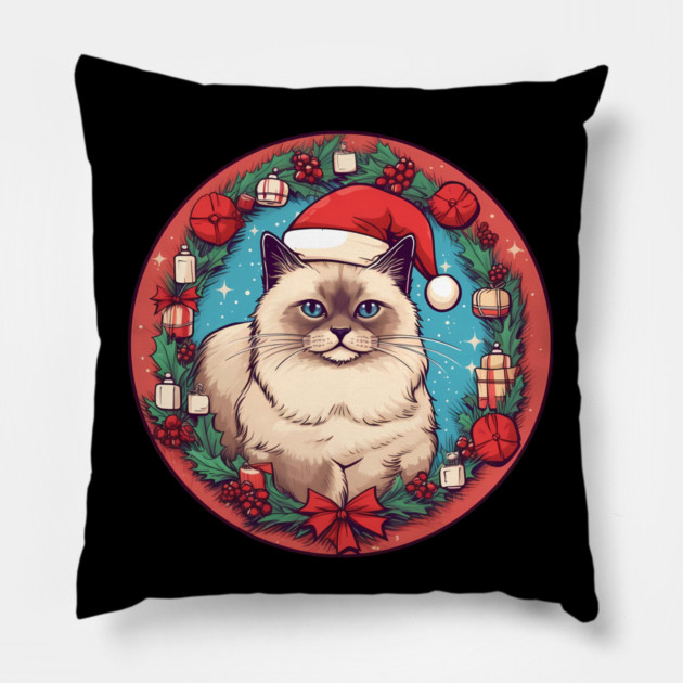 Birman Cat Xmas, Love Cats Pillow by logiamerch