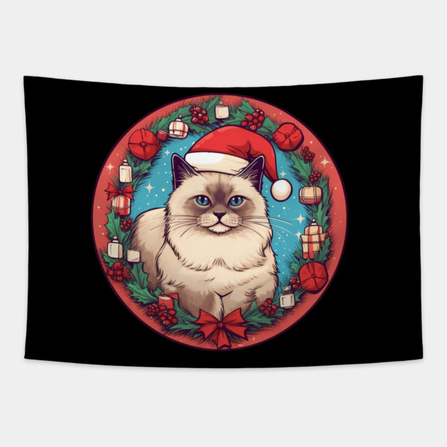 Birman Cat Xmas, Love Cats Tapestry by logiamerch
