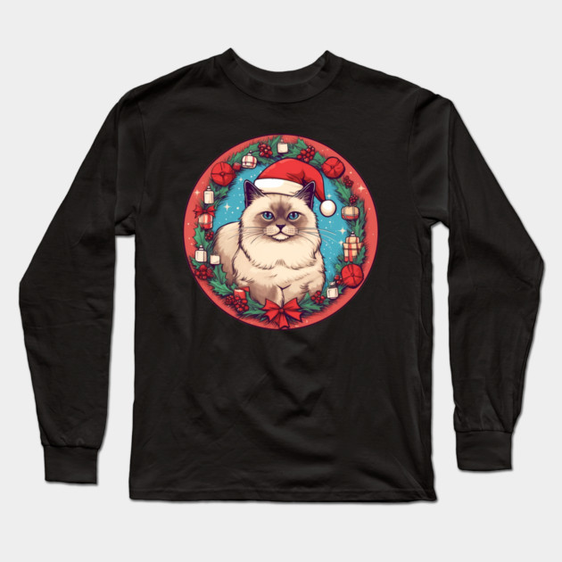 Birman Cat Xmas, Love Cats Long Sleeve T-Shirt by logiamerch