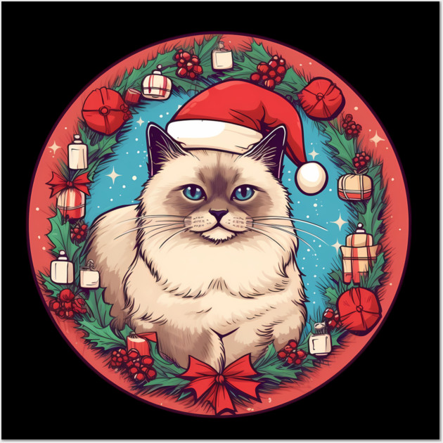 Birman Cat Xmas, Love Cats Wall Art by logiamerch