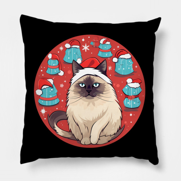 Birman Cat Xmas, Love Cats Pillow by logiamerch