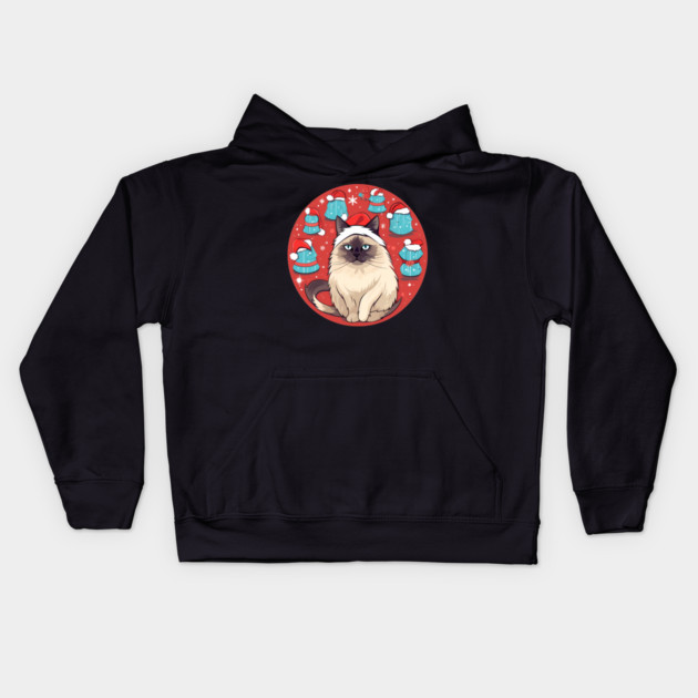 Birman Cat Xmas, Love Cats Kids Hoodie by logiamerch