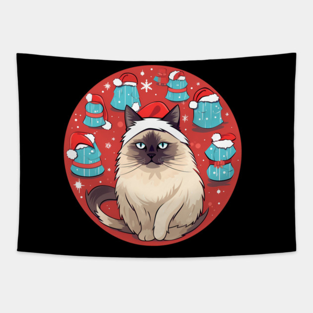Birman Cat Xmas, Love Cats Tapestry by logiamerch