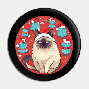 Birman Cat Xmas, Love Cats Pin