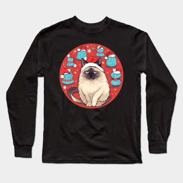 Birman Cat Xmas, Love Cats Long Sleeve T-Shirt by logiamerch