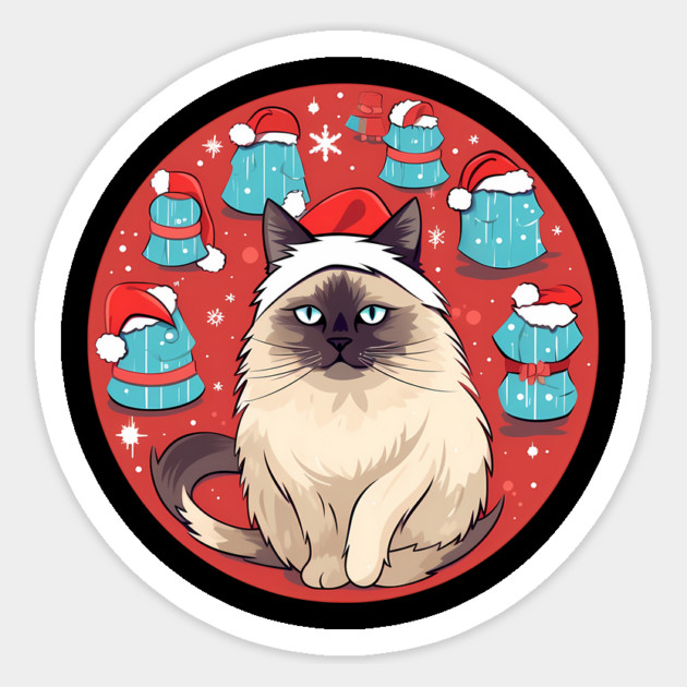 Birman Cat Xmas, Love Cats Sticker by logiamerch