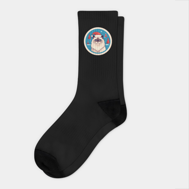 Birman Cat Xmas, Love Cats Socks by logiamerch