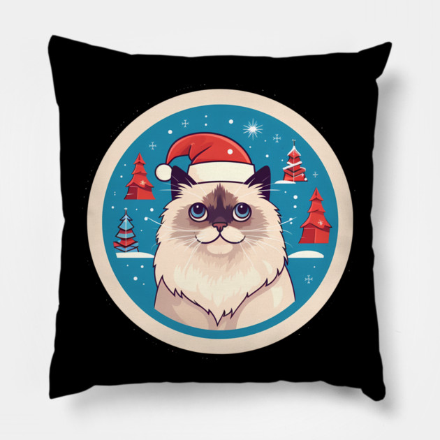Birman Cat Xmas, Love Cats Pillow by logiamerch
