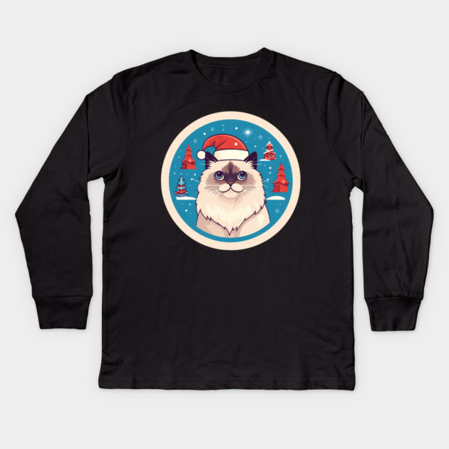 Birman Cat Xmas, Love Cats Kids Long Sleeve T-Shirt by logiamerch