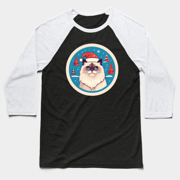 Birman Cat Xmas, Love Cats Baseball T-Shirt by logiamerch