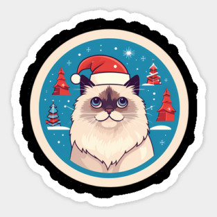 Birman Cat Xmas, Love Cats Sticker