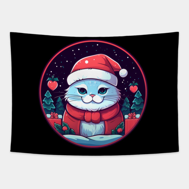 British Shorthair Cat Xmas, Love Cats Tapestry by logiamerch