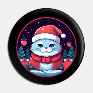 British Shorthair Cat Xmas, Love Cats Pin