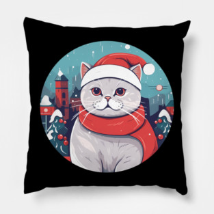 British Shorthair Cat Xmas, Love Cats Pillow