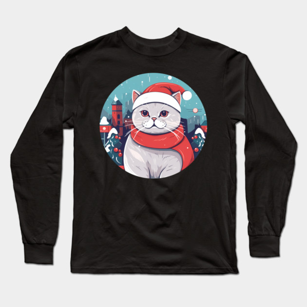 British Shorthair Cat Xmas, Love Cats Long Sleeve T-Shirt by logiamerch