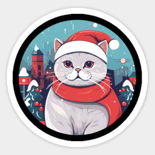 British Shorthair Cat Xmas, Love Cats Sticker
