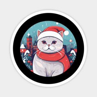 British Shorthair Cat Xmas, Love Cats Magnet