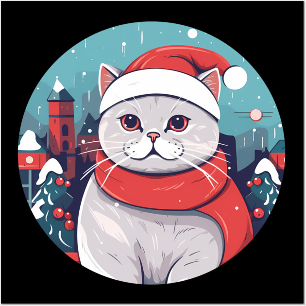 British Shorthair Cat Xmas, Love Cats Wall Art by logiamerch