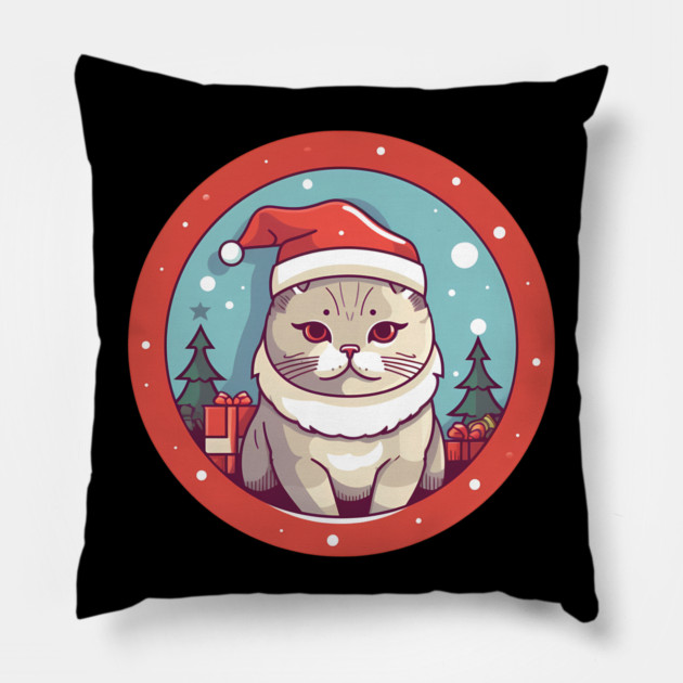British Shorthair Cat Xmas, Love Cats Pillow by logiamerch