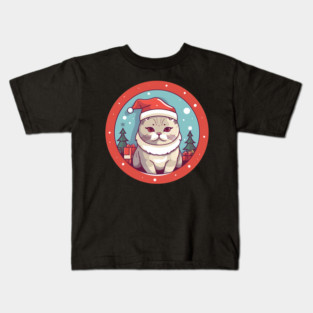 British Shorthair Cat Xmas, Love Cats Kids T-Shirt