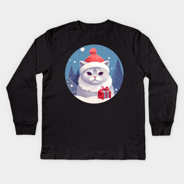 British Shorthair Cat Xmas, Love Cats Kids Long Sleeve T-Shirt by logiamerch