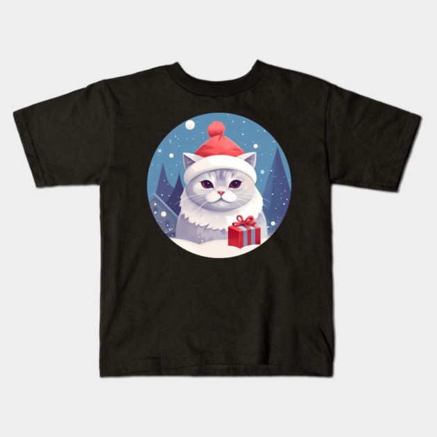 British Shorthair Cat Xmas, Love Cats Kids T-Shirt by logiamerch