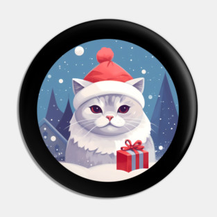 British Shorthair Cat Xmas, Love Cats Pin