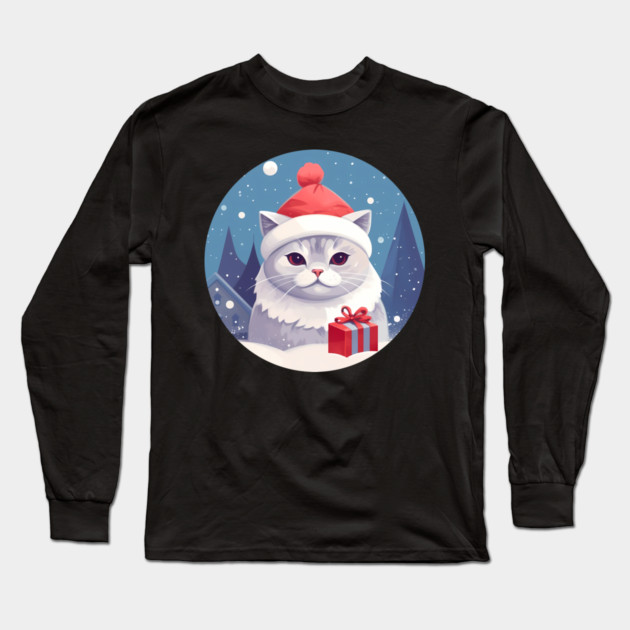 British Shorthair Cat Xmas, Love Cats Long Sleeve T-Shirt by logiamerch