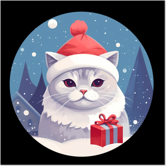 British Shorthair Cat Xmas, Love Cats Wall Art by logiamerch