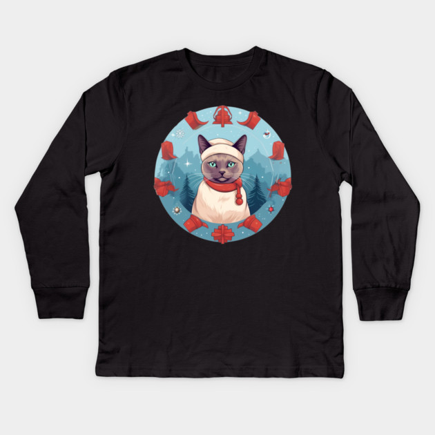 Burmese Cat Xmas, Love Cats Kids Long Sleeve T-Shirt by logiamerch
