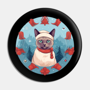 Burmese Cat Xmas, Love Cats Pin