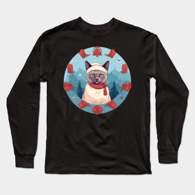 Burmese Cat Xmas, Love Cats Long Sleeve T-Shirt by logiamerch