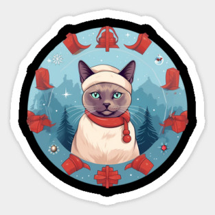 Burmese Cat Xmas, Love Cats Sticker