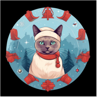 Burmese Cat Xmas, Love Cats Posters and Art