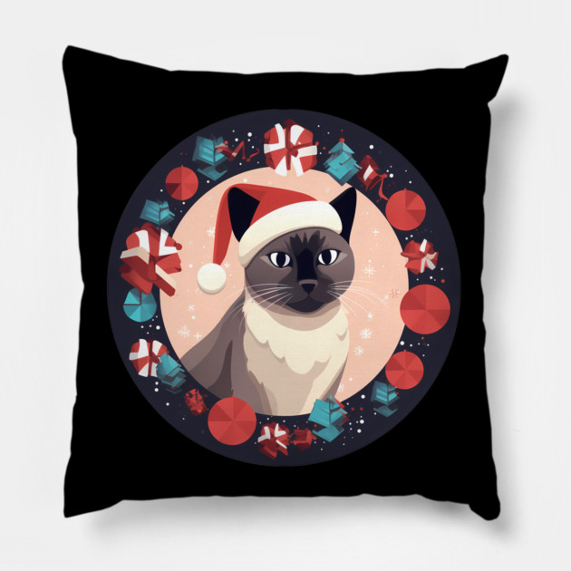 Burmese Cat Xmas, Love Cats Pillow by logiamerch