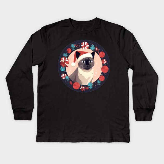 Burmese Cat Xmas, Love Cats Kids Long Sleeve T-Shirt by logiamerch