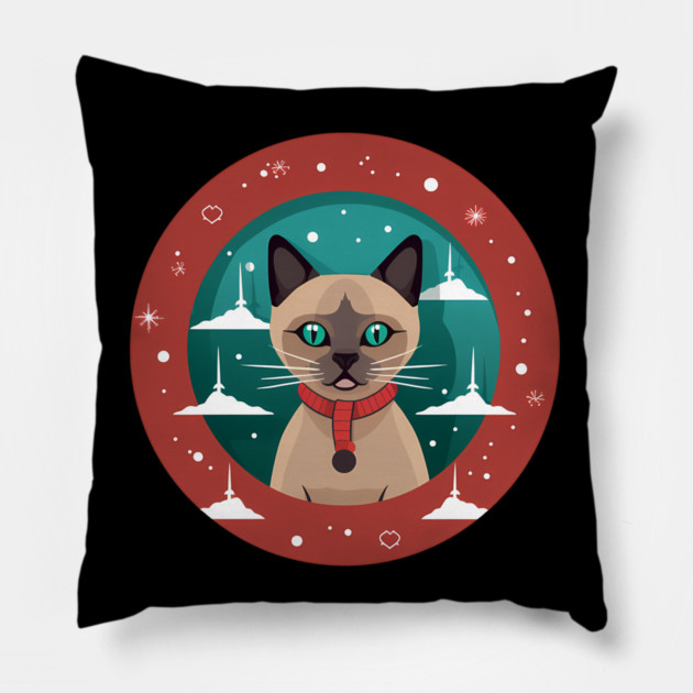 Burmese Cat Xmas, Love Cats Pillow by logiamerch