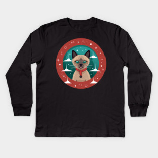 Burmese Cat Xmas, Love Cats Kids Long Sleeve T-Shirt