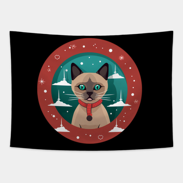Burmese Cat Xmas, Love Cats Tapestry by logiamerch