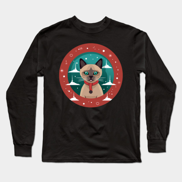 Burmese Cat Xmas, Love Cats Long Sleeve T-Shirt by logiamerch