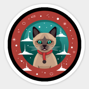 Burmese Cat Xmas, Love Cats Sticker